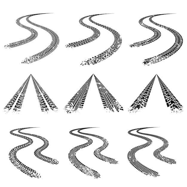 Free Vector | Tire trace road set