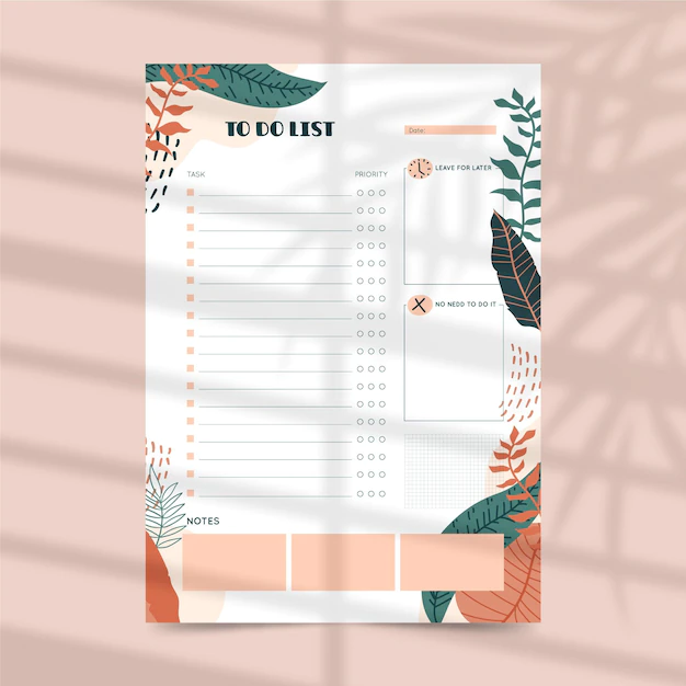 Free Vector | To do list planner template with leaves