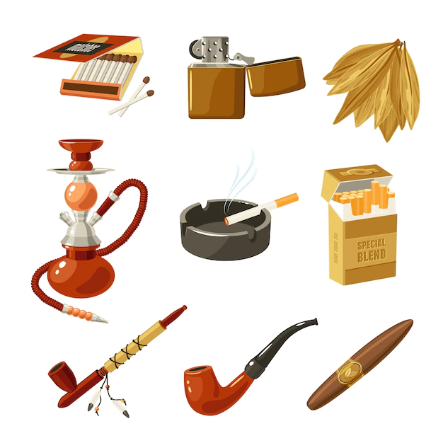 Free Vector | Tobacco icons set