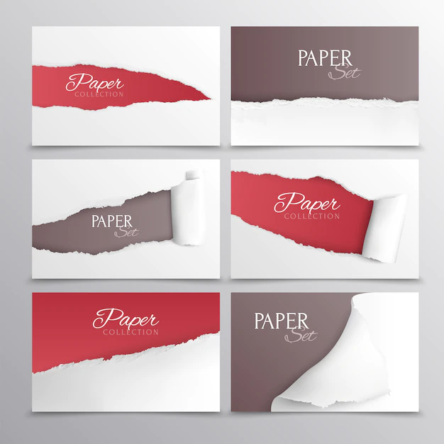 Free Vector | Torn paper cards realistic set