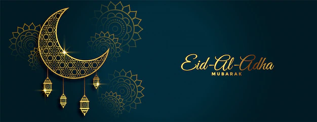 Free Vector | Traditional eid al adha festival golden banner