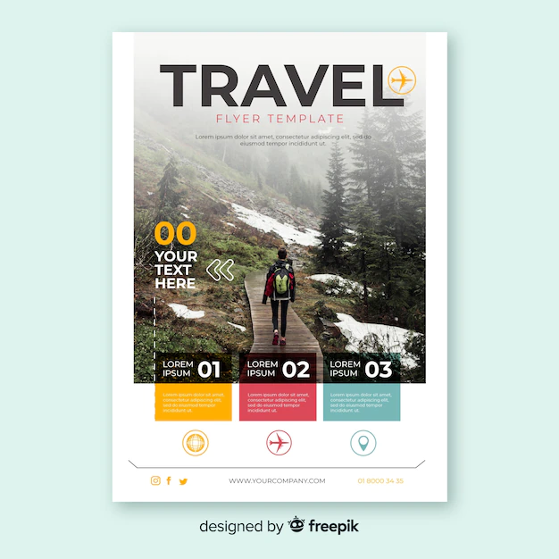 Free Vector | Travel flyer template with photo