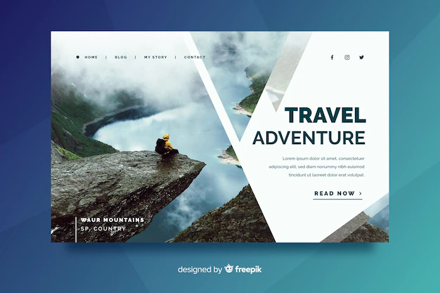 Free Vector | Travel landing page with beautiful landscape