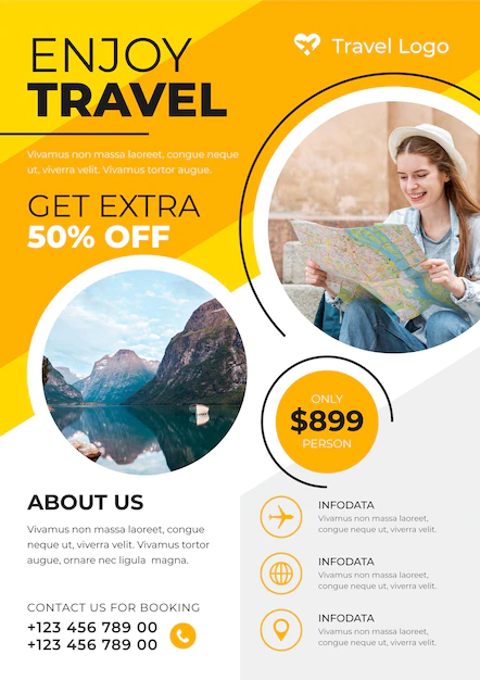 Free Vector | Travel sale flyer  template