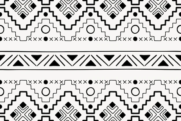 Free Vector | Tribal pattern background, black and white seamless aztec design, vector