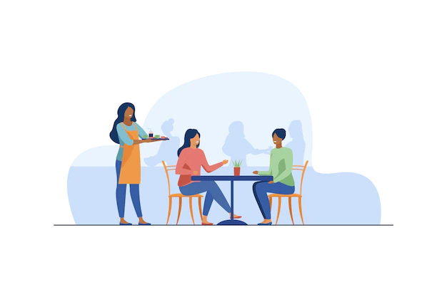 Free Vector | Two women sitting in cafe.
