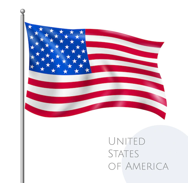 Free Vector | Usa national flying flag with stars and stripes realistic