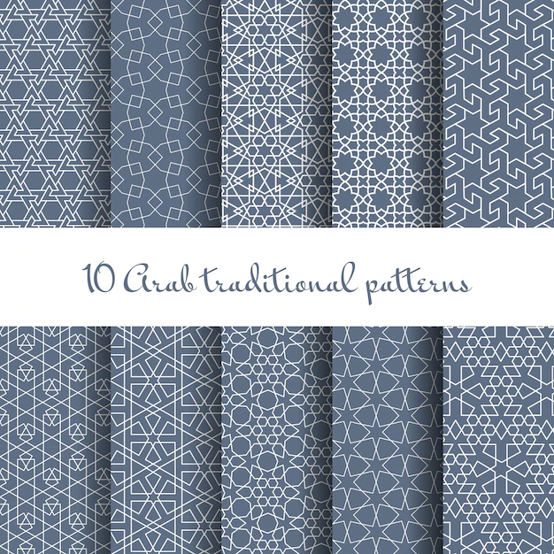 Free Vector | Vector arabic patterns set. seamless line, design decoration, collection fabric