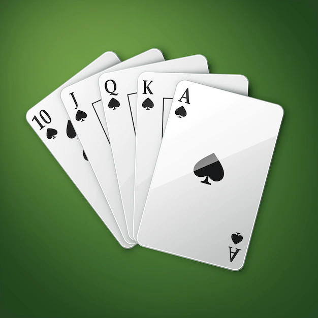 Free Vector | Vector casino playing cards or royal straight flush top view isolated on green poker table