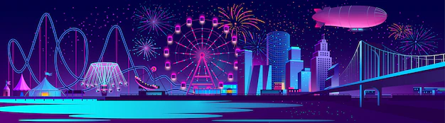 Free Vector | Vector concept background with night city