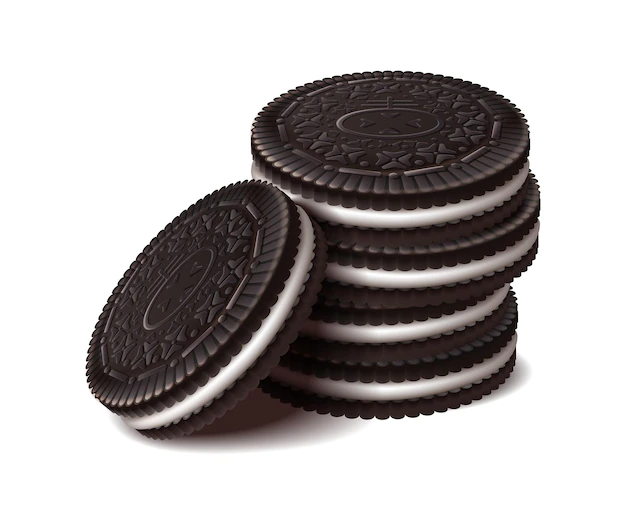 Free Vector | Vector icon oreo chocolate cookies in stack for brand embems isolated on white background