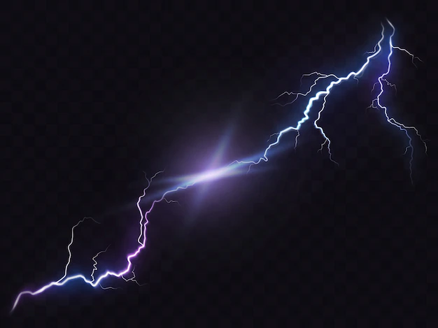 Free Vector | Vector illustration of a realistic style of bright glowing lightning isolated on a dark, natural light effect.