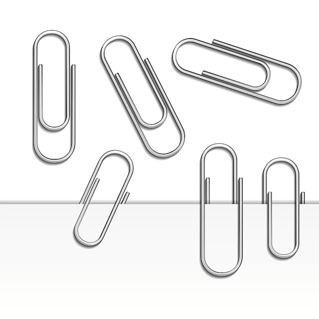 Free Vector | Vector illustration of paperclip set isolated  and with shadow on paper