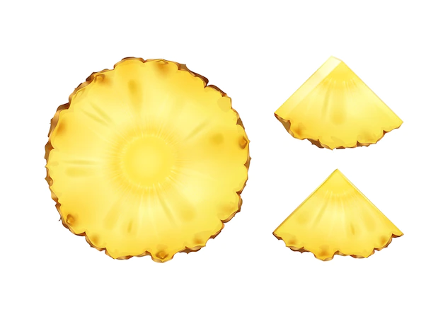 Free Vector | Vector pineapple round and triangular slices or wedges isolated on white background