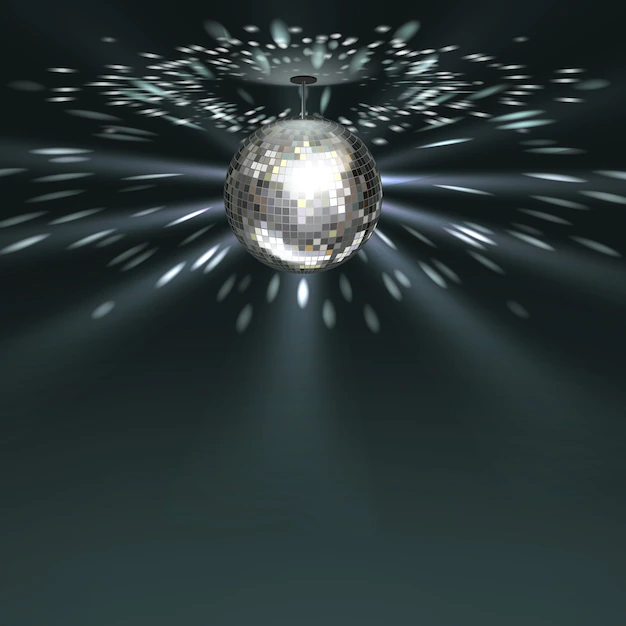 Free Vector | Vector silver disco ball with glowing on dark background