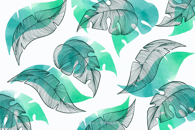 Free Vector | Vegetation background with hand drawn leaves