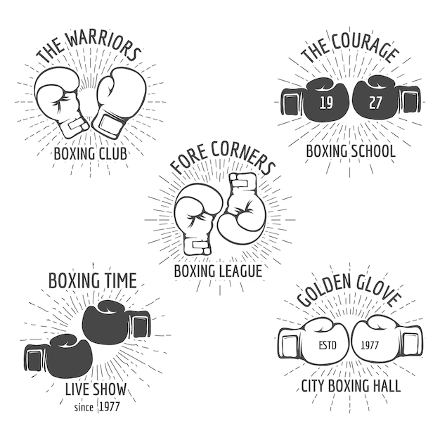 Free Vector | Vintage boxing logo set