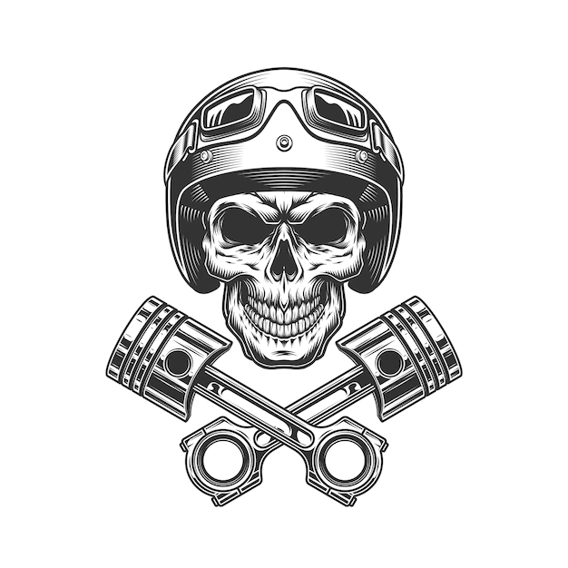 Free Vector | Vintage motorcycle skull in moto helmet
