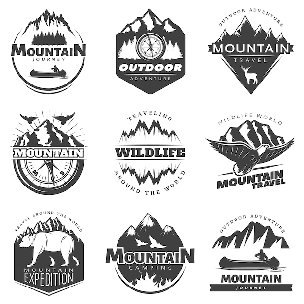 Free Vector | Vintage mountains badge set