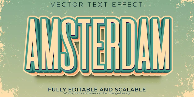 Free Vector | Vintage text effect editable amsterdam and poster text style