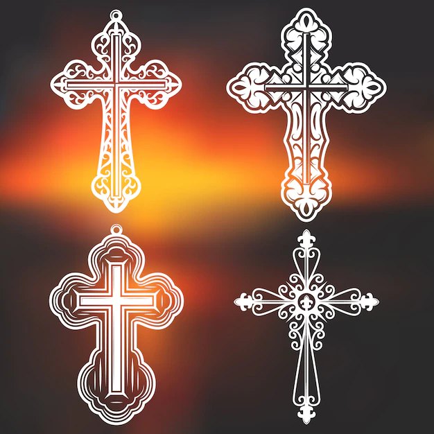Free Vector | Vintage white ornate religious crosses collection