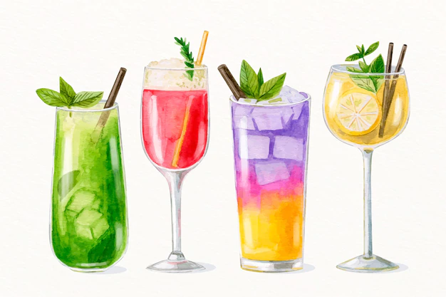 Free Vector | Watercolor cocktail collection