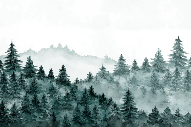 Free Vector | Watercolor forest landscape