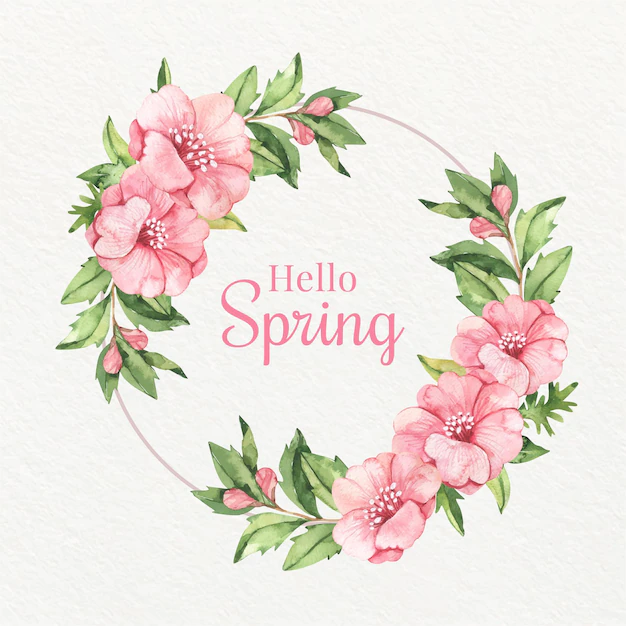 Free Vector | Watercolor pink spring blooming floral frame
