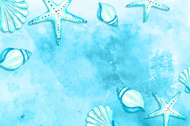 Free Vector | Watercolor summer background with starfish and shells