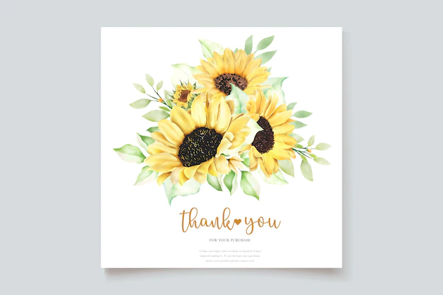 Free Vector | Watercolor sunflower invitation card