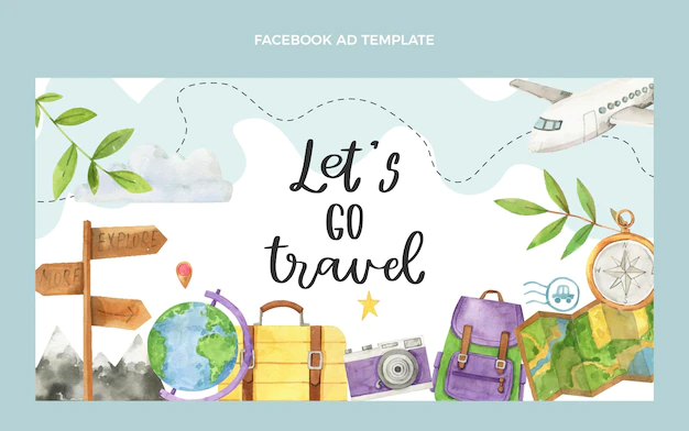 Free Vector | Watercolor travel facebook template