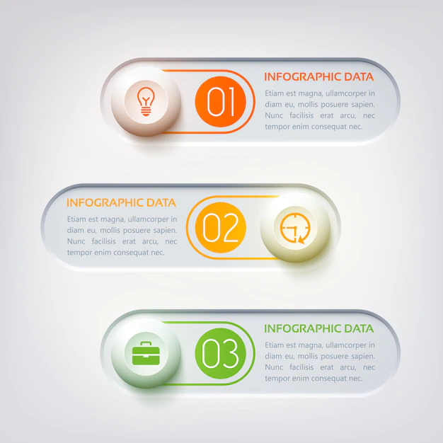 Free Vector | Web infographic template with text three round horizontal shapes