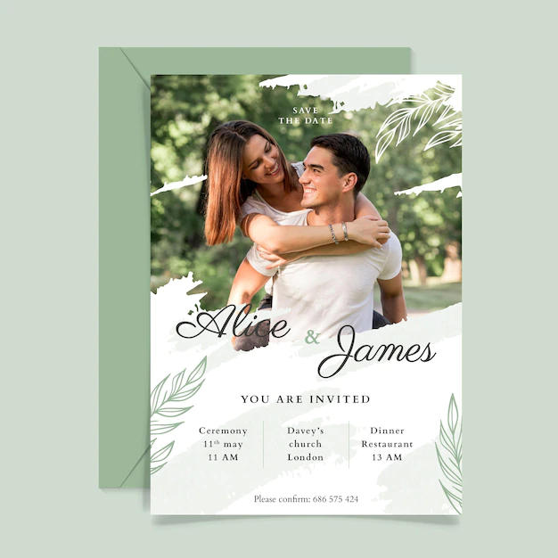 Free Vector | Wedding invitation template theme