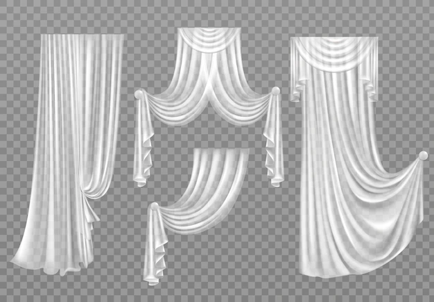 Free Vector | White curtains isolated on transparent