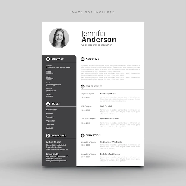 Free Vector | White cv template with grey details