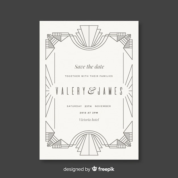 Free Vector | White wedding template in art deco style