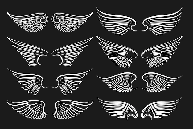 Free Vector | Wings black elements.  angels and birds wings. illustration of white wings