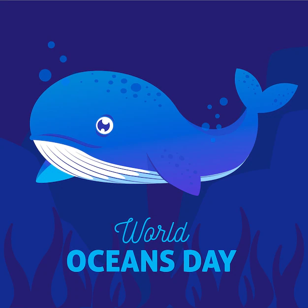 Free Vector | World oceans day with blue whale