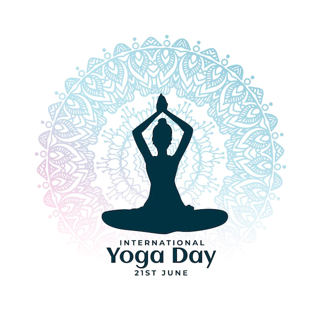 Free Vector | World yoga day posture with mandala poster design