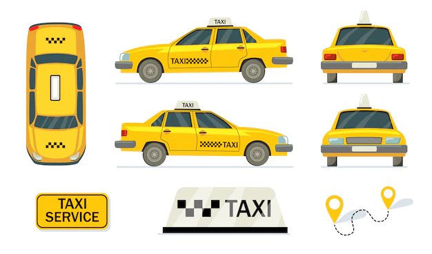 Free Vector | Yellow cabs set