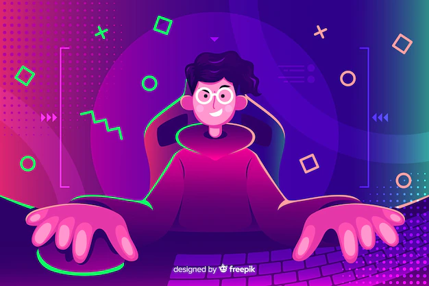 Free Vector | Young person playing with the computer