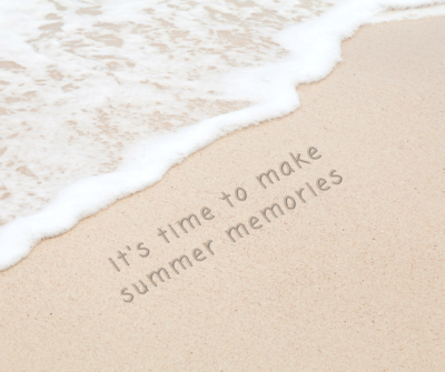 Tan White Modern Ocean Photo Summer Memories Quote Facebook Post