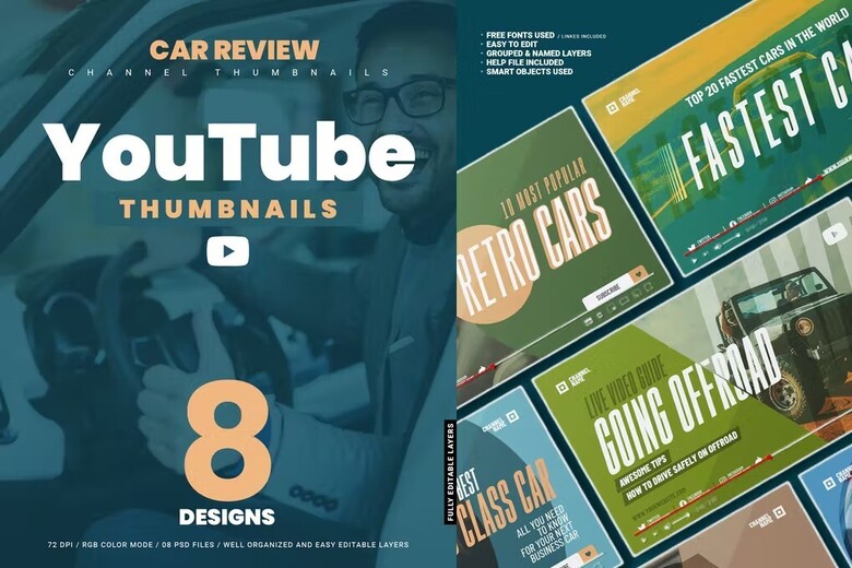 Car Review YouTube Thumbnails free download