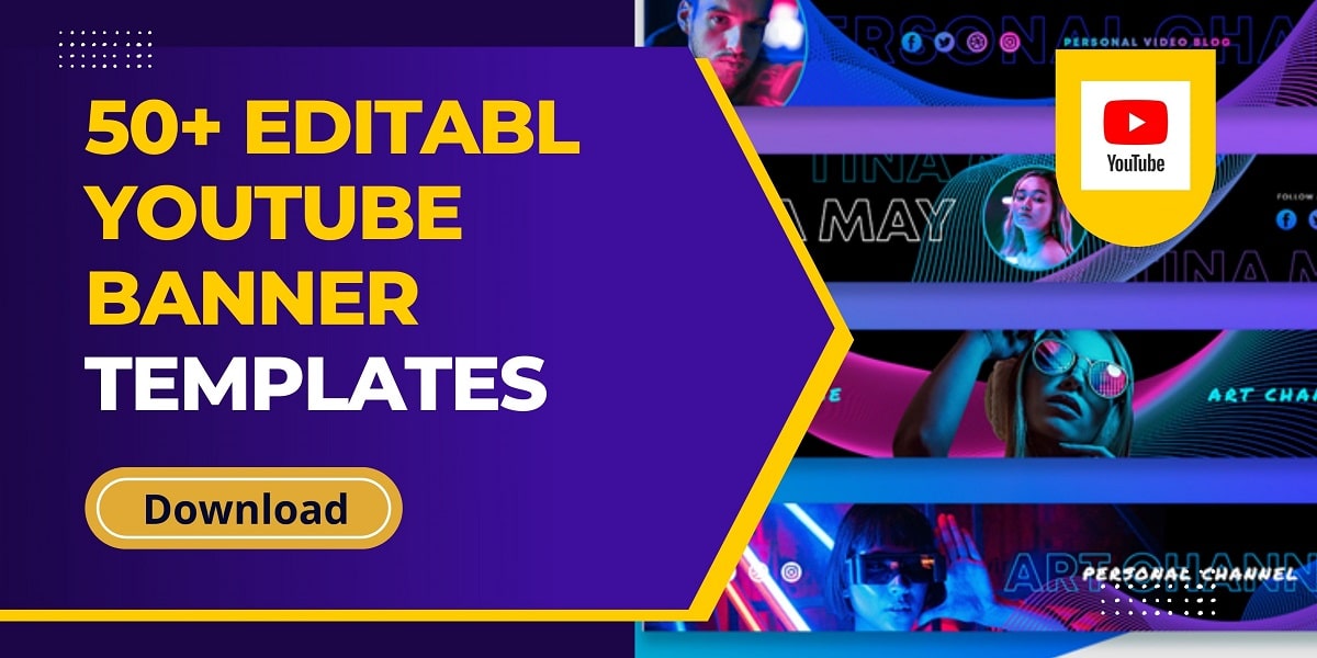 Download 50+ Free Editable YouTube Channel Art and Channel Banner