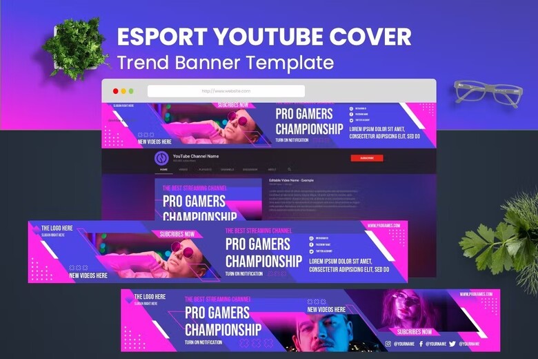 ESPORT Youtube Cover Banner Template free download