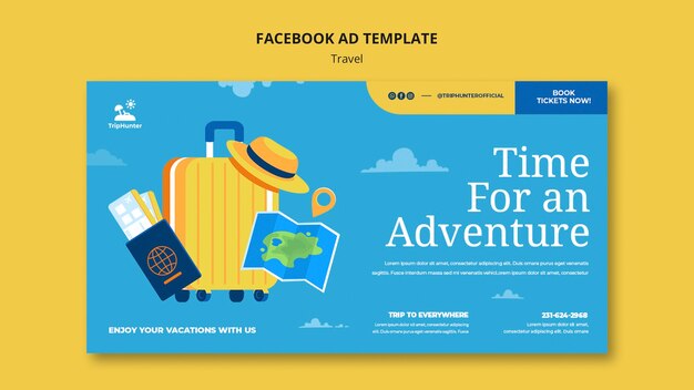 Free PSD | Flat design travel facebook ad template