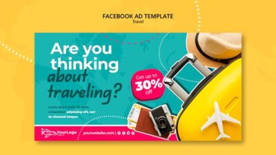 Free PSD | Flat design travel facebook ad template