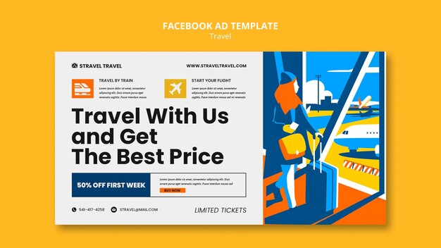 Free PSD | Flat design travel facebook ad template