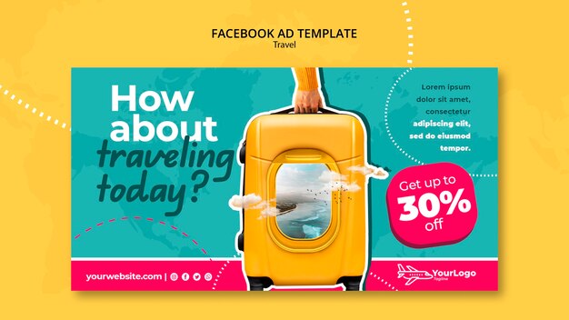 Free PSD | Flat design travel facebook ad template