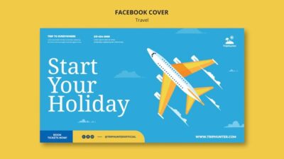 Free PSD | Flat design travel facebook cover template